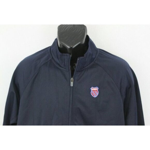 K Swiss Men Track Jacket Top Shot Minimalist Colorblock Logo Zip Blue Sz L - Picture 8 of 15